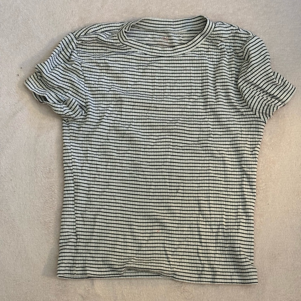 H&M black and white striped top